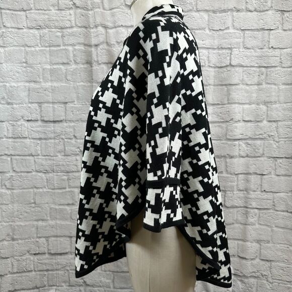 Kasper Separates Women's Large Poncho Short Sleeve Cardigan Houndstooth Casual - Picture 8 of 11